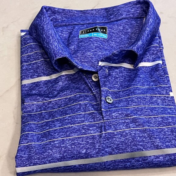 PGA Tour Short Sleeve Athleisure Golf Polo Shirt Purple Stripe Size XXL - Picture 8 of 8